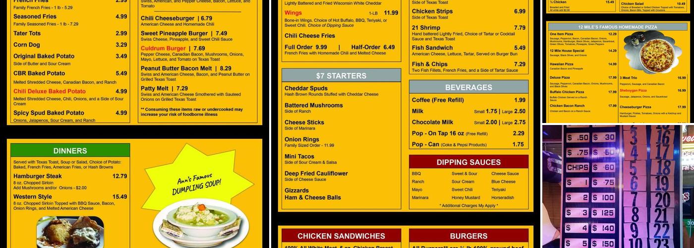 Twelve Mile Tavern Menu