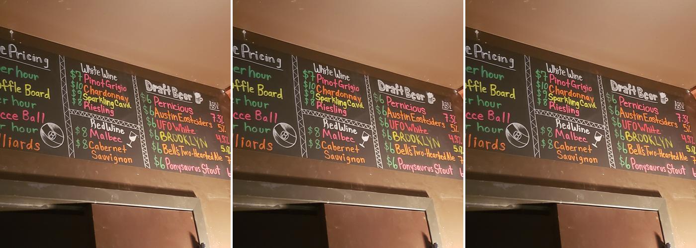 West End Billiards Menu