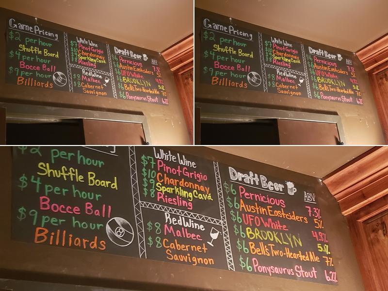 West End Billiards Menu