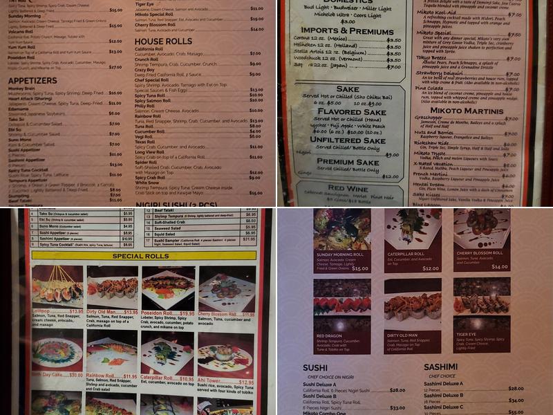 Mikoto's Sports Bar Menu