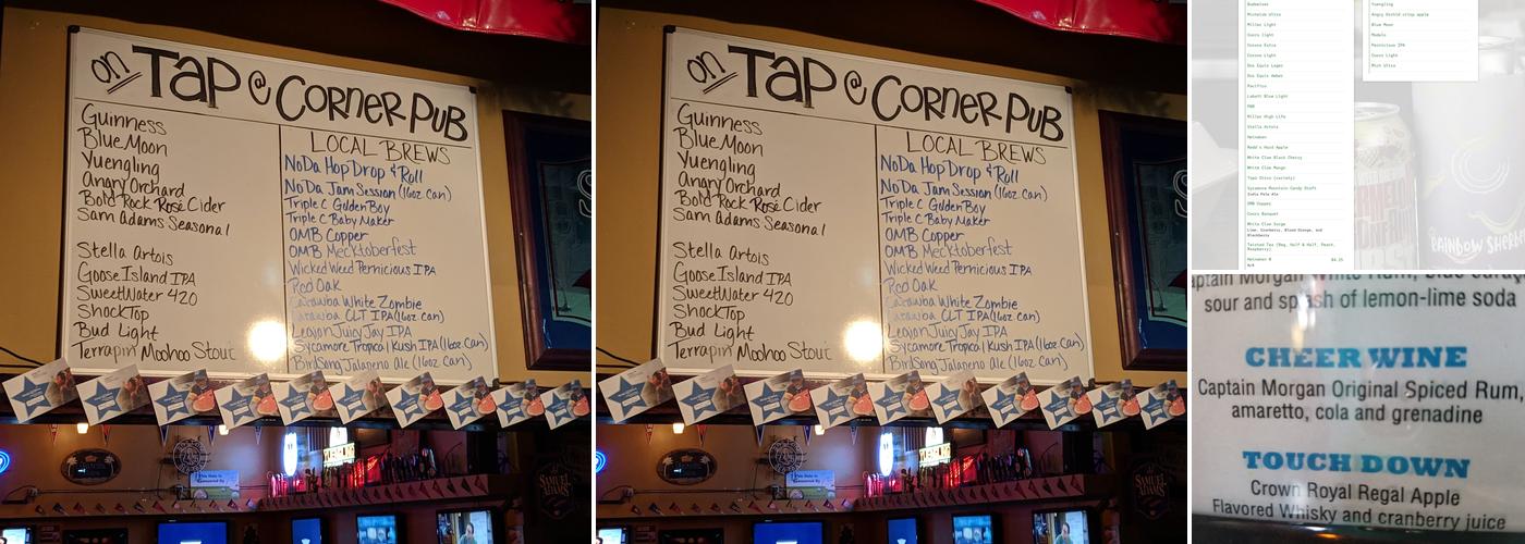 The Corner Pub Menu