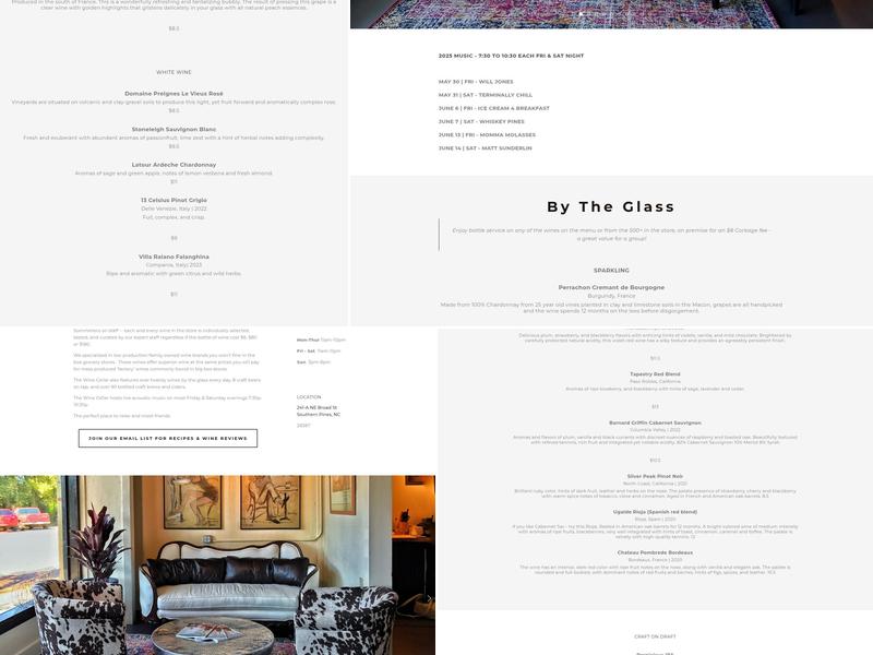 Wine Cellar & Tasting Room Menu