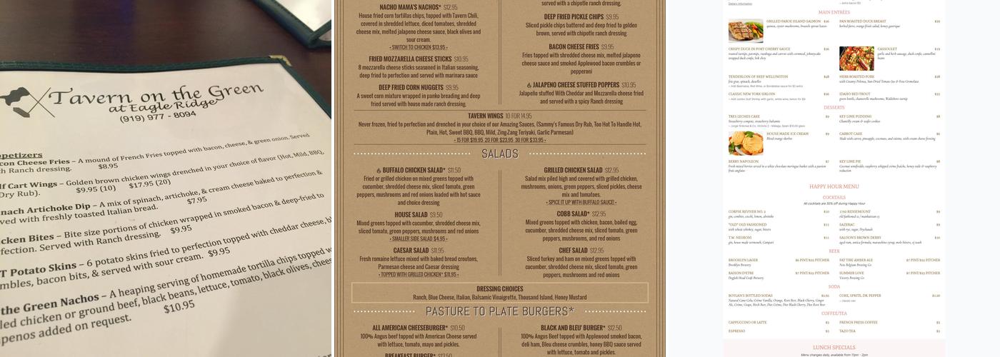 Tavern On the Green at Eagle Ridge Menu