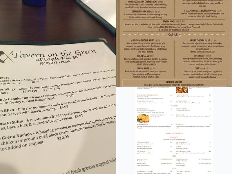 Tavern On the Green at Eagle Ridge Menu