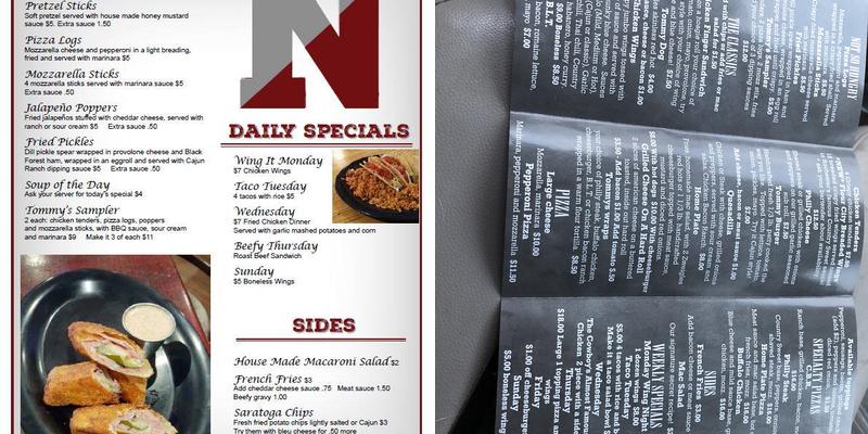 Tommy Boy's Menu