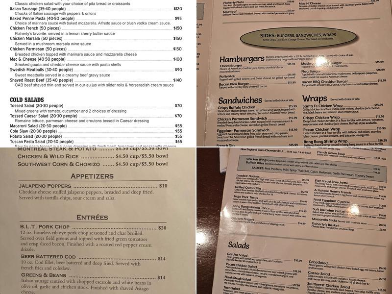 Flaherty's Three Flags Inn Menu