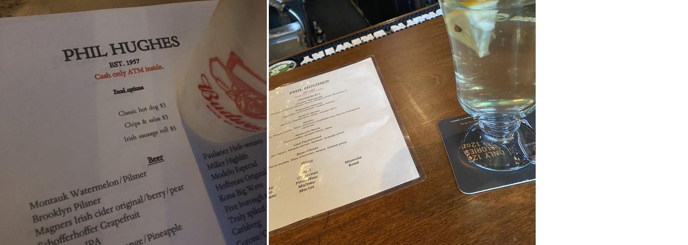 Phil Hughes Bar Menu