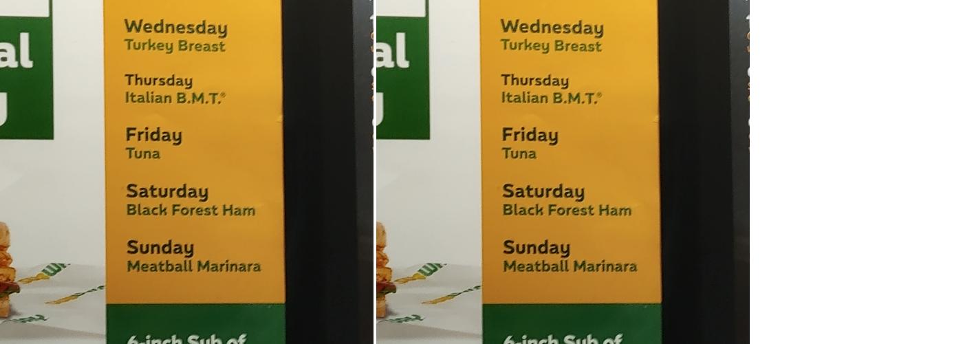 Subway Menu