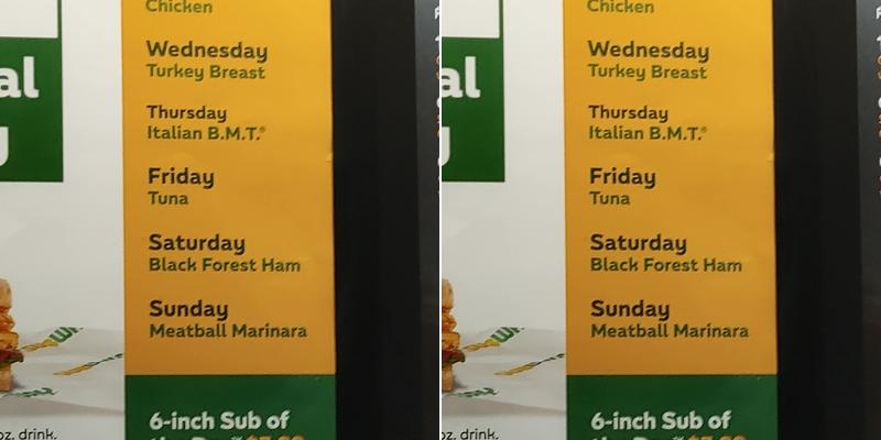 Subway Menu
