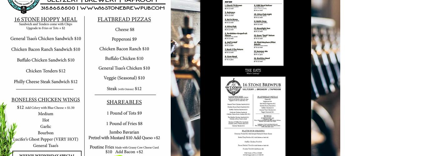 16 Stone Brewpub Menu