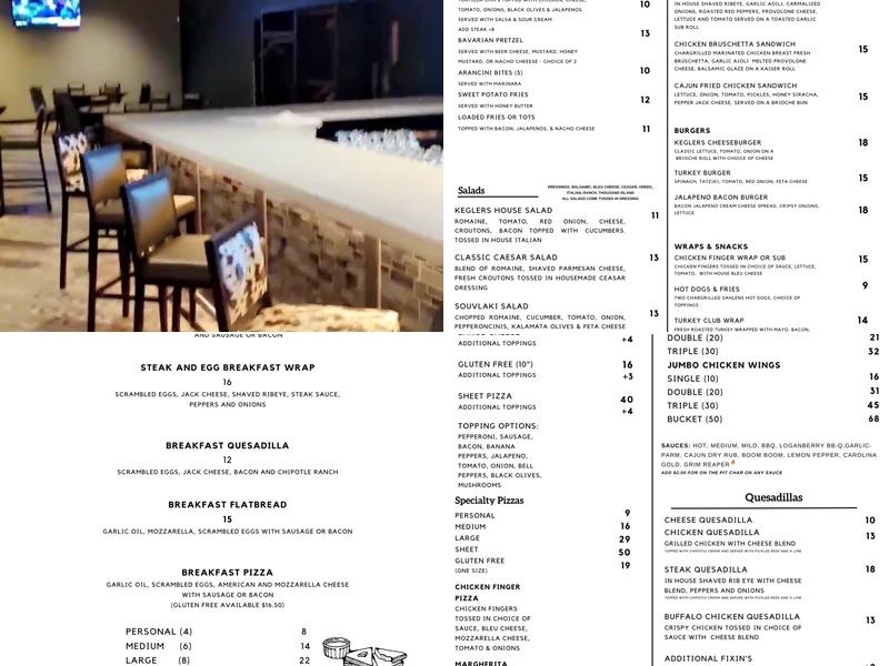 Keglers Sports Lounge Menu