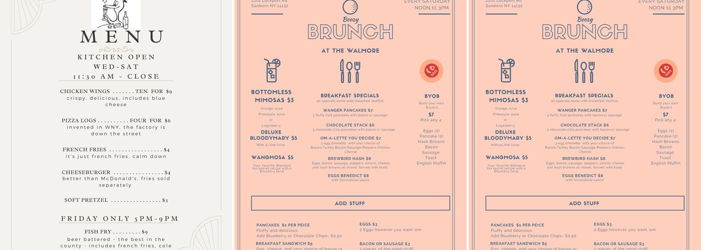 Walmore Inn Menu