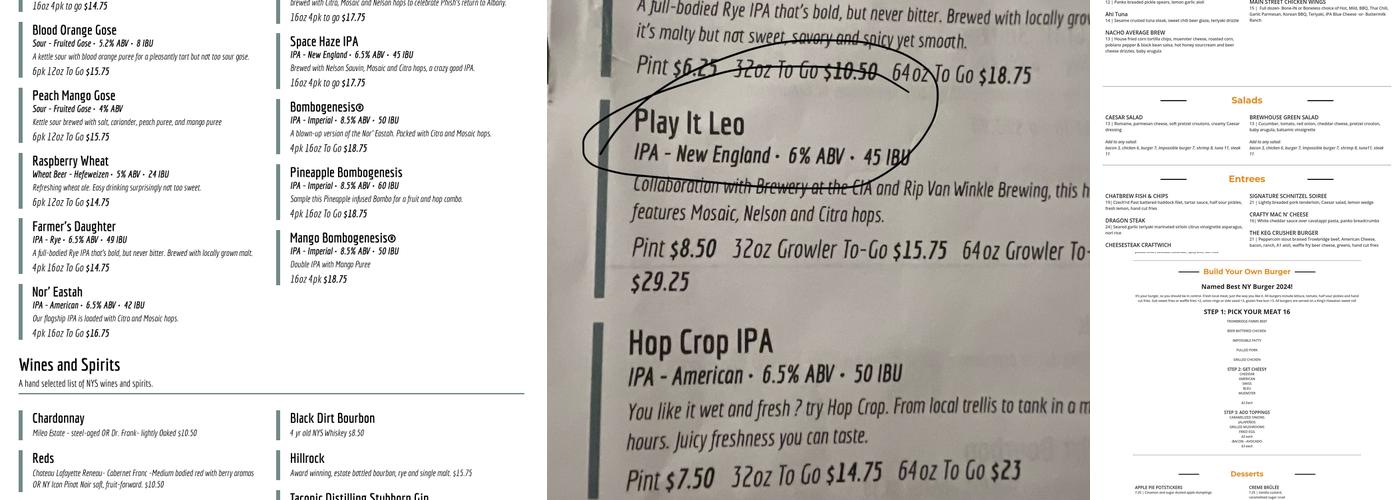 Chatham Brewing Menu