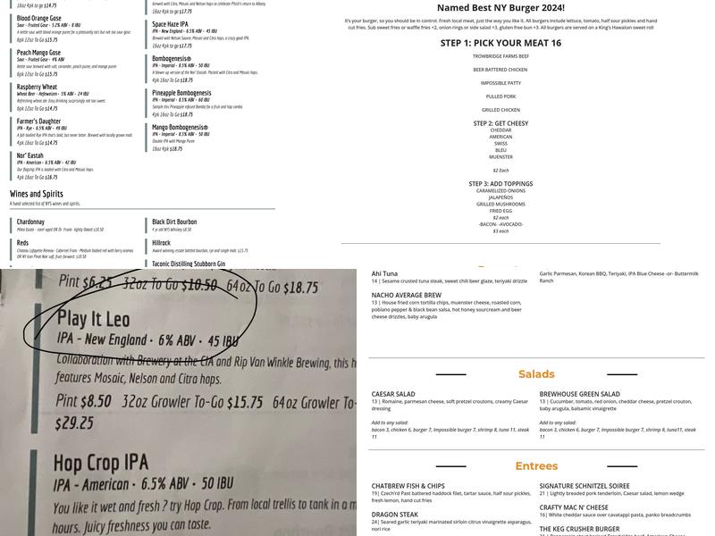 Chatham Brewing Menu