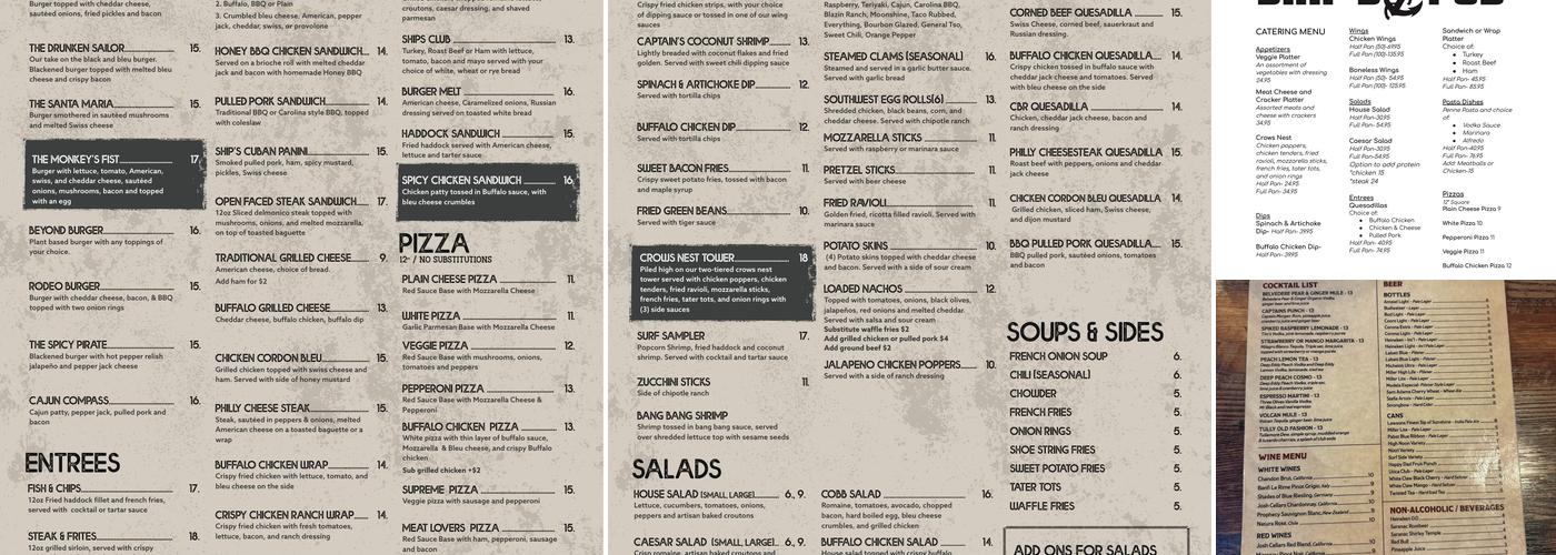 Ship's Pub Menu