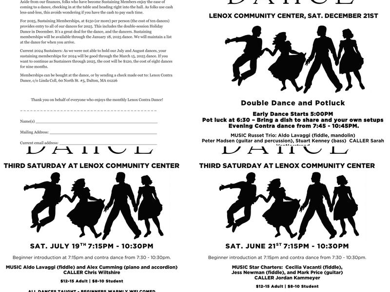 Lenox Contra Dance Menu