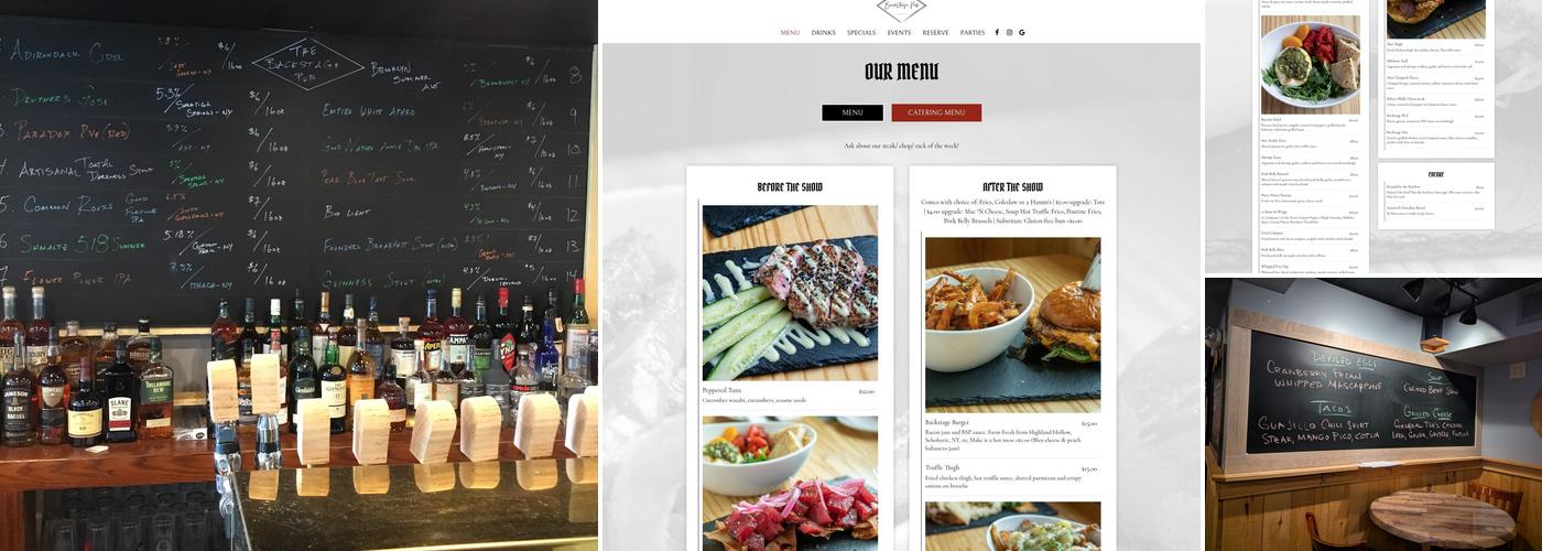 Backstage Pub Menu