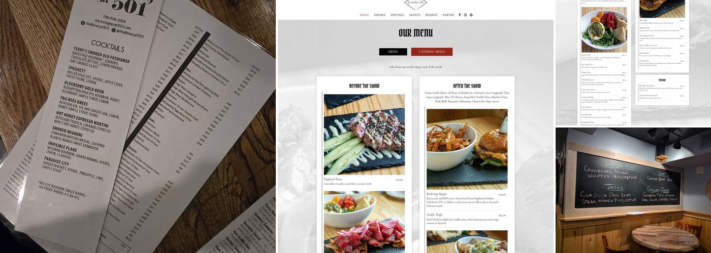 Backstage Pub Menu