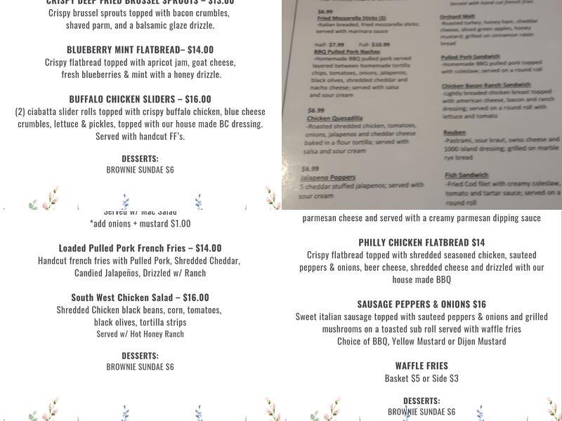 On The Rocks Pub Menu