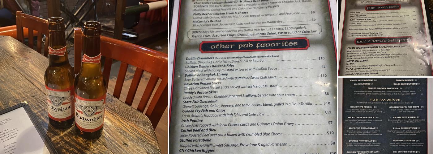McCarthy's Irish Pub Menu