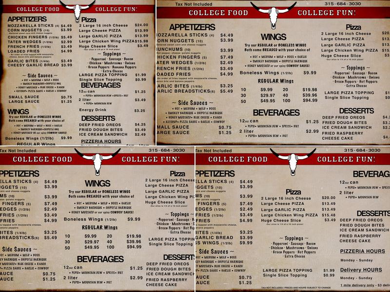 The Corral Menu