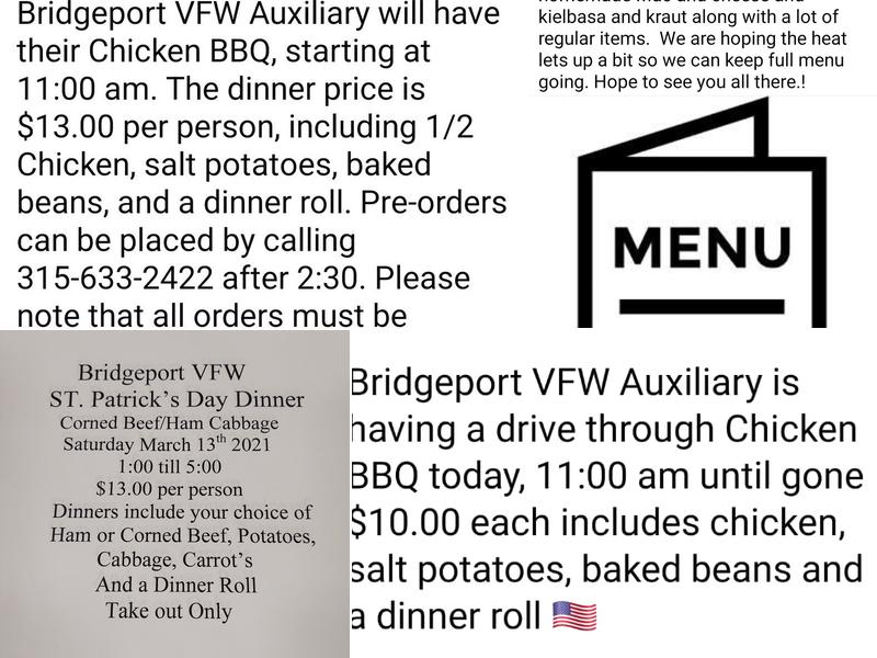 Bridgeport VFW Menu