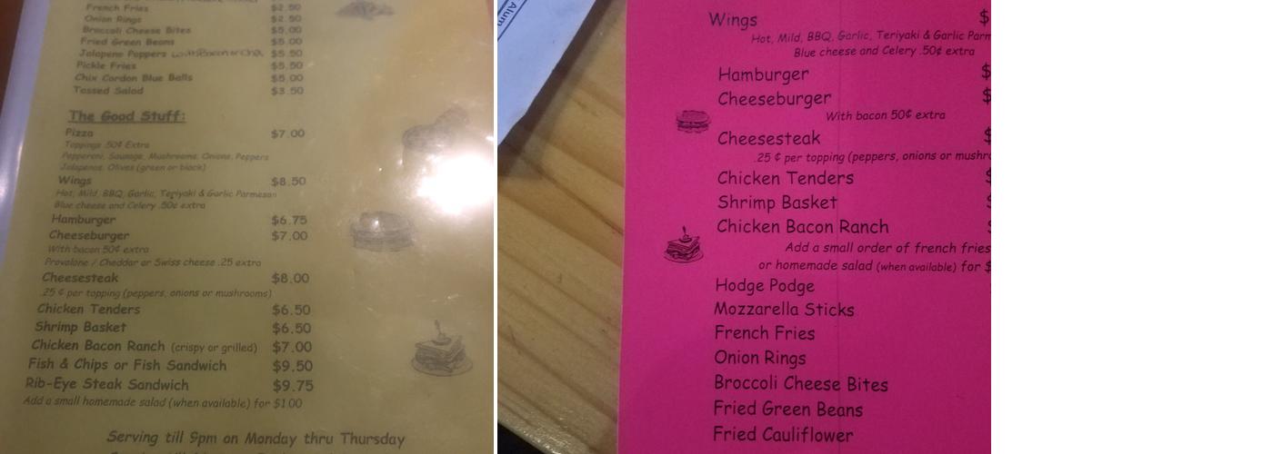 Good times tavern Menu