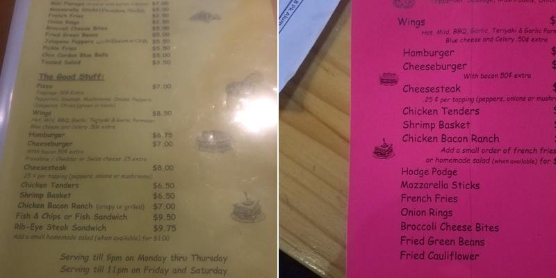 Good times tavern Menu