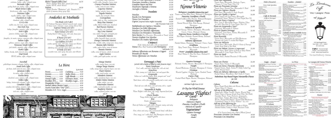 Bar Next Door at La Lanterna di Vittorio Menu