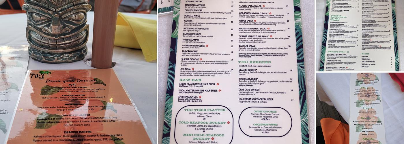 The Tiki Bar At Sunset Harbour Menu