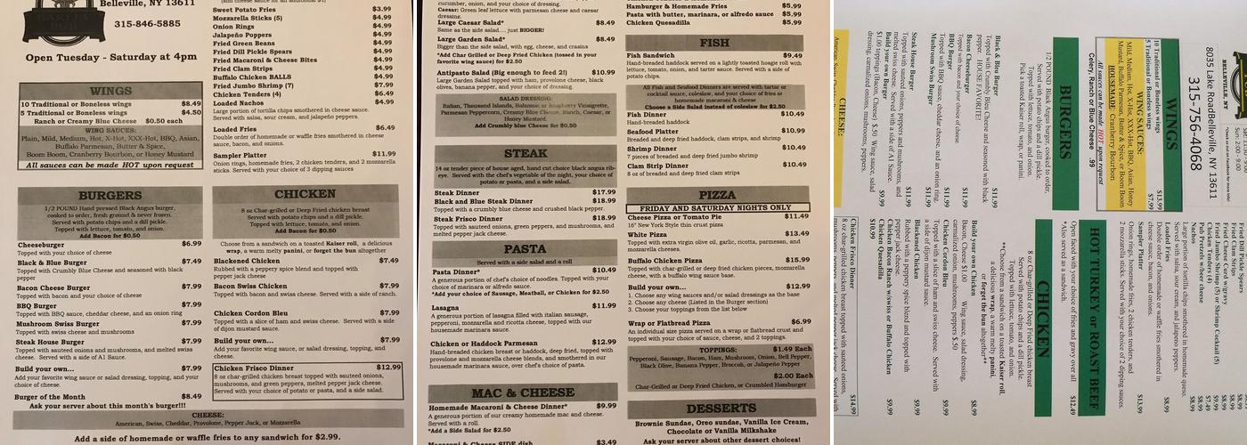 Barley Pub Menu