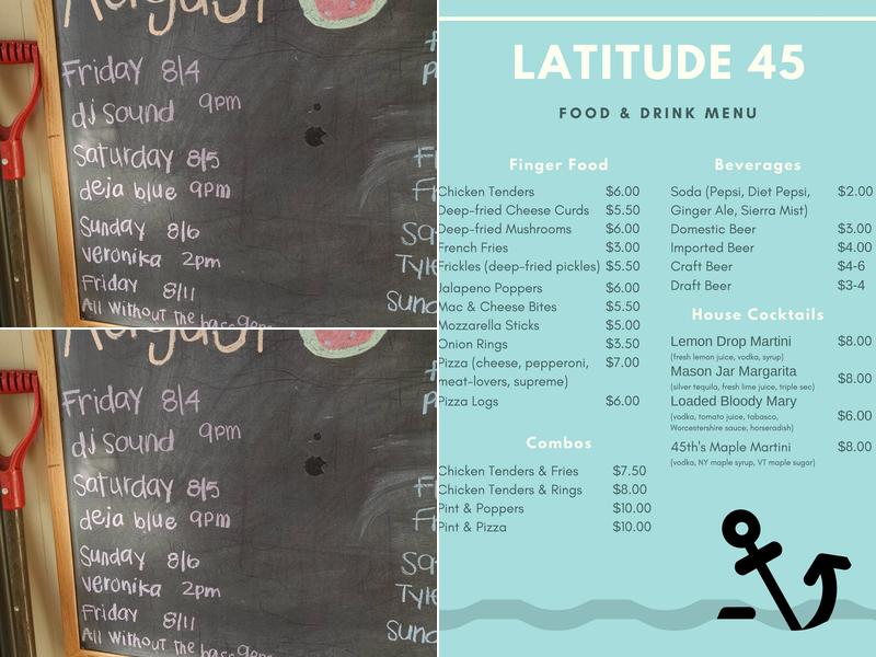 Latitude 45 Menu