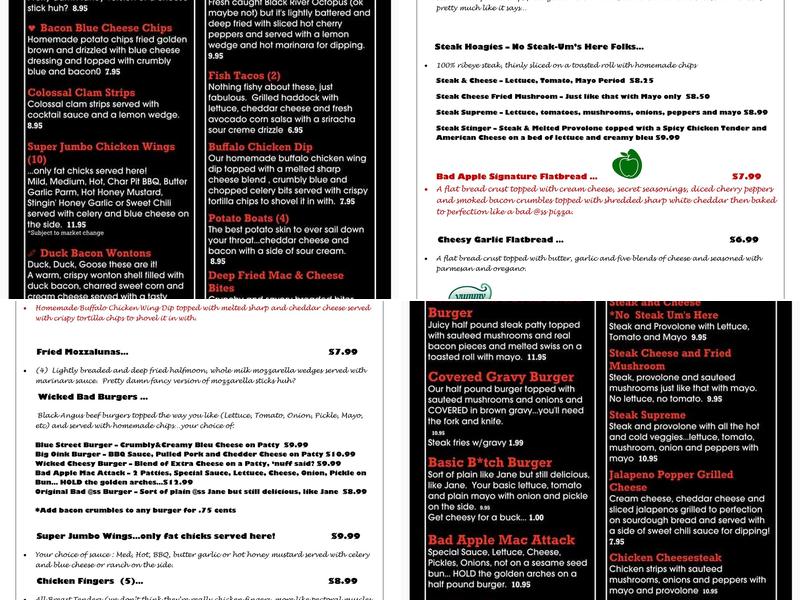 Wicked Bad Apple, LLC. Menu