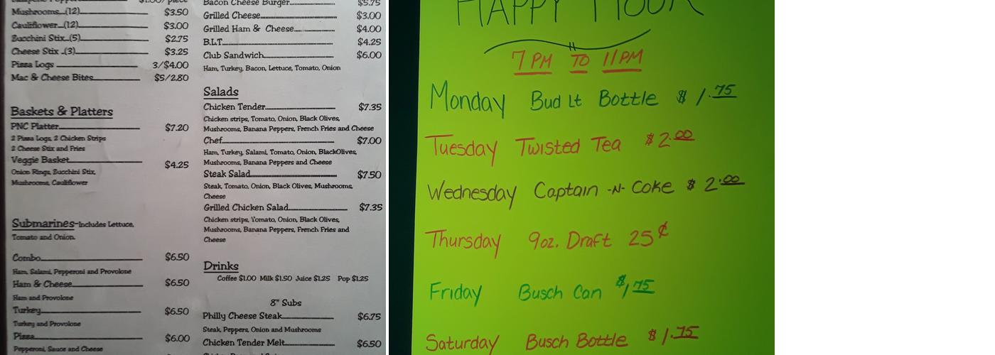 Shaker's Menu