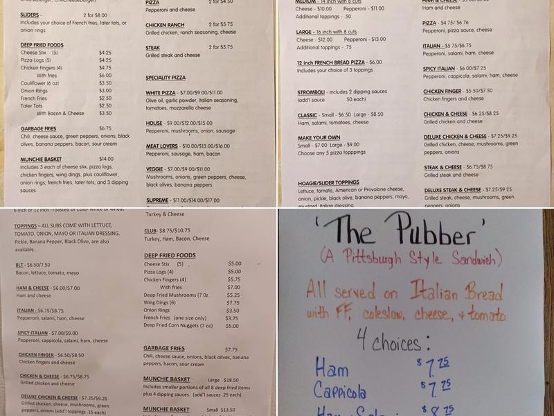 Tidioute Pub Menu