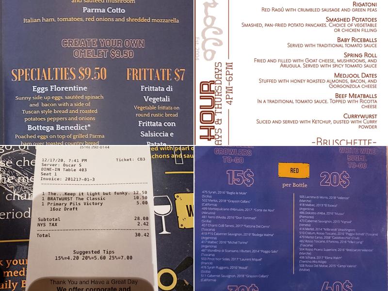 Caffe Barocco Menu