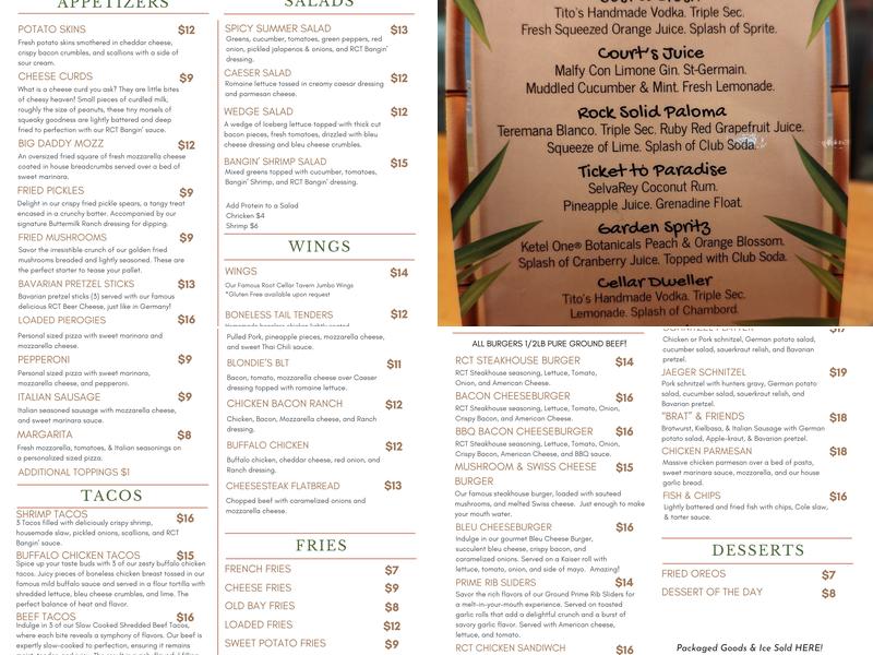 Root Cellar Tavern Menu