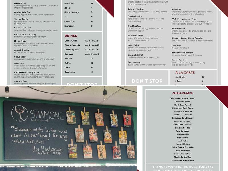 Shamone BYOB Menu