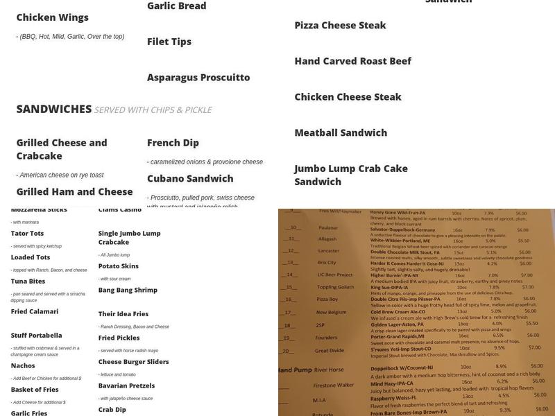 Crafty's Taproom Menu