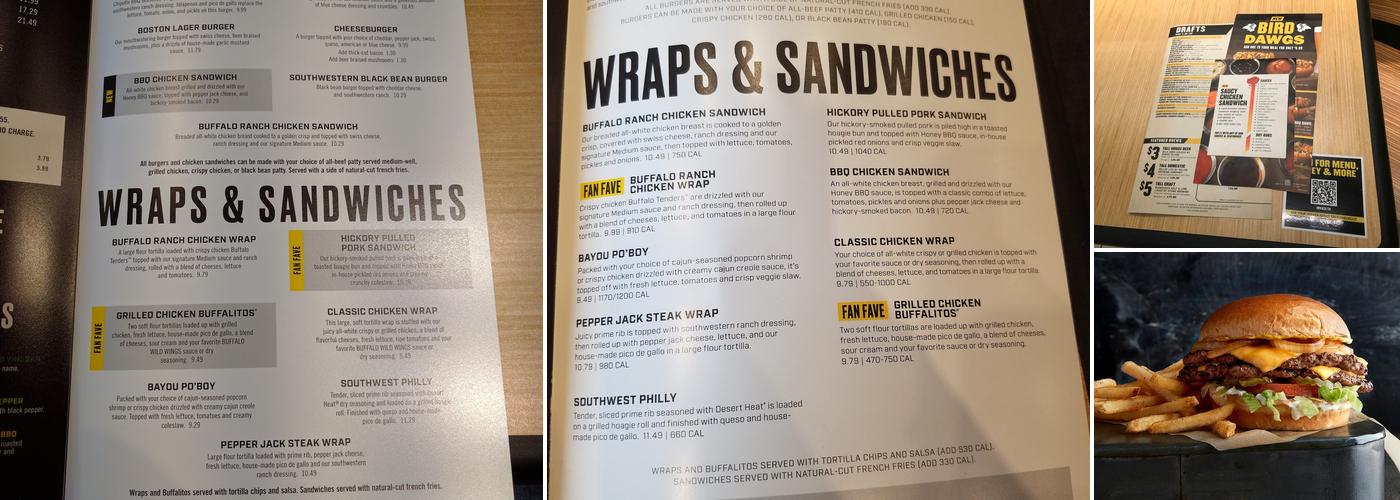 Buffalo Wild Wings Menu
