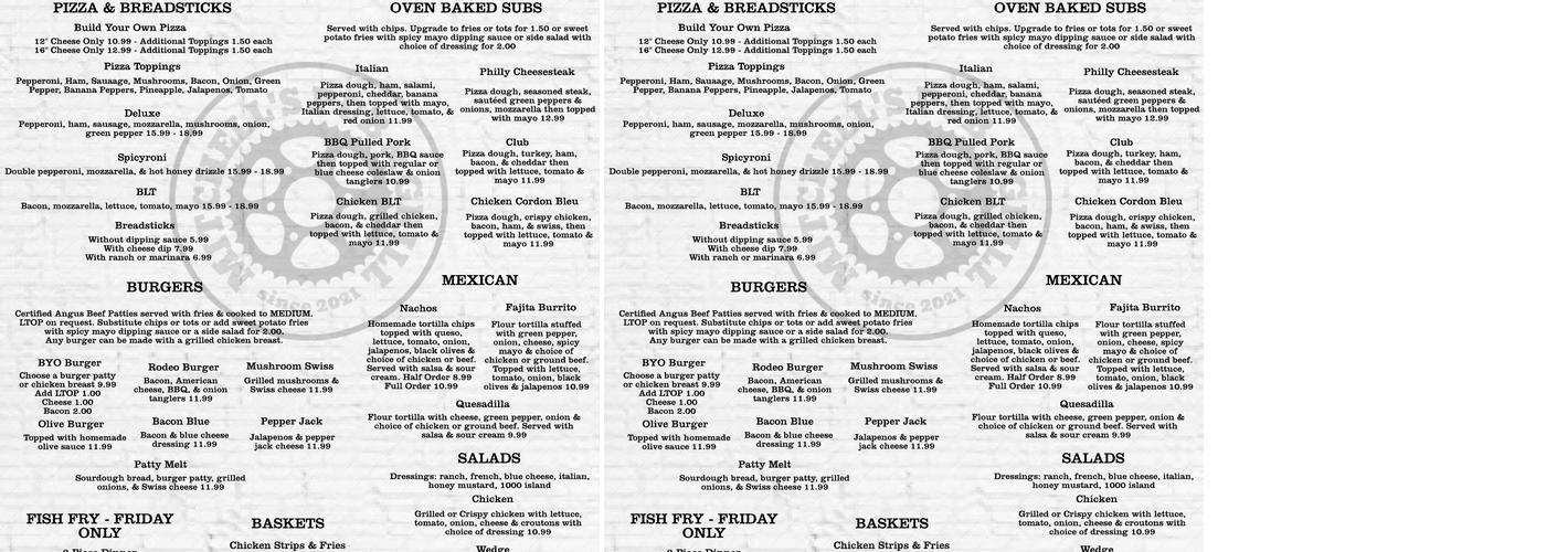 Mitchell's Pub and Grill Menu