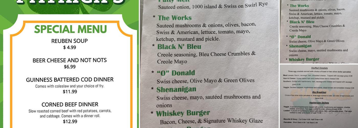Shamrock Pub & Grill Menu