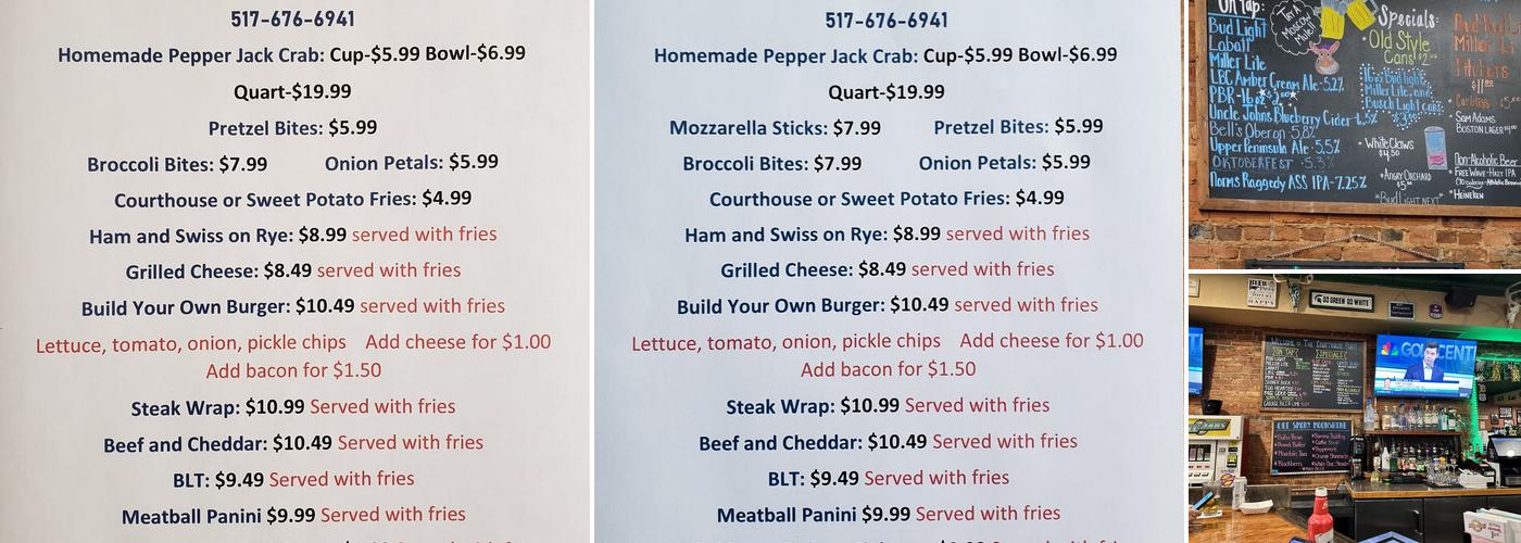 Courthouse Pub Menu