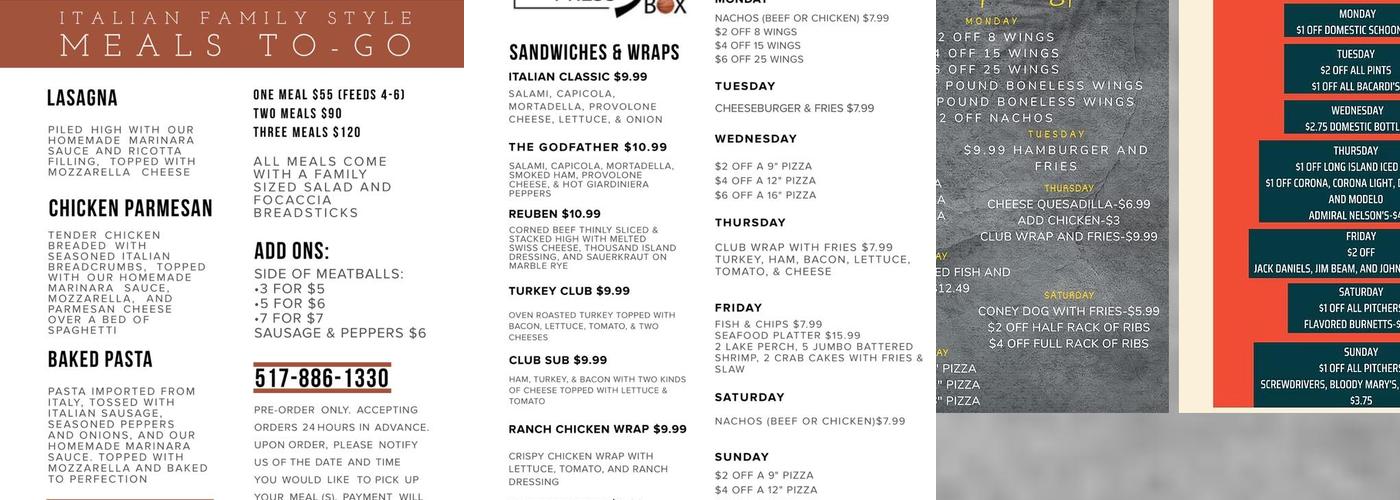 Frank's Press Box Menu