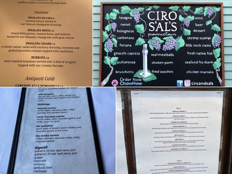 The Wine Bar: Upstairs at Ciro's Menu