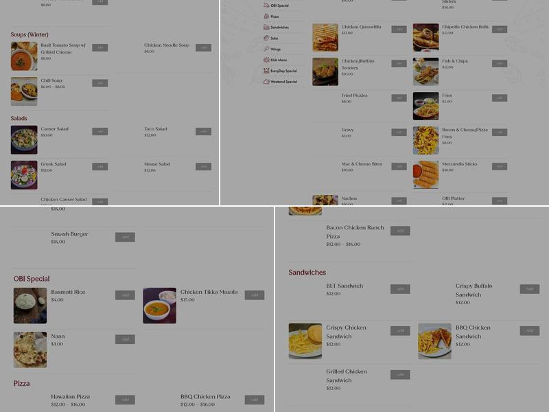 Oliver Beach Inn Menu