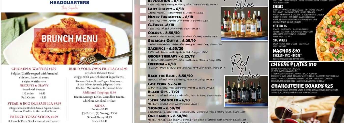 HEADQUARTERS Winery & Mercantile Menu