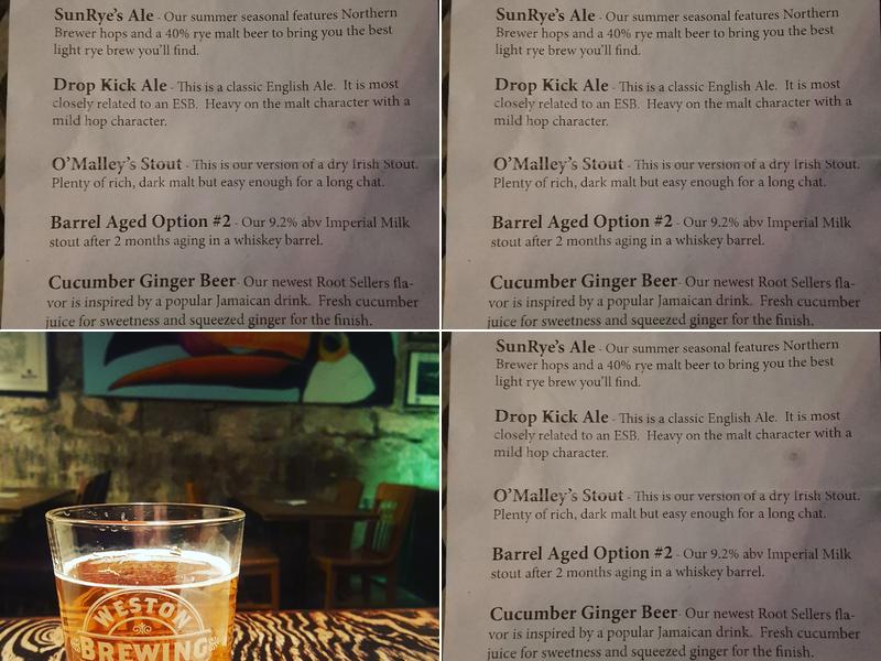 Weston Brewing Co Menu