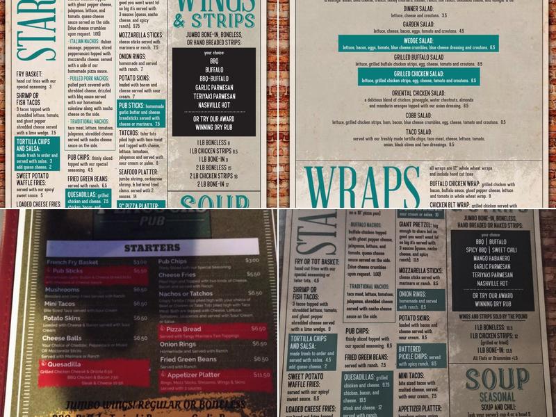 Peacocks Pub Menu