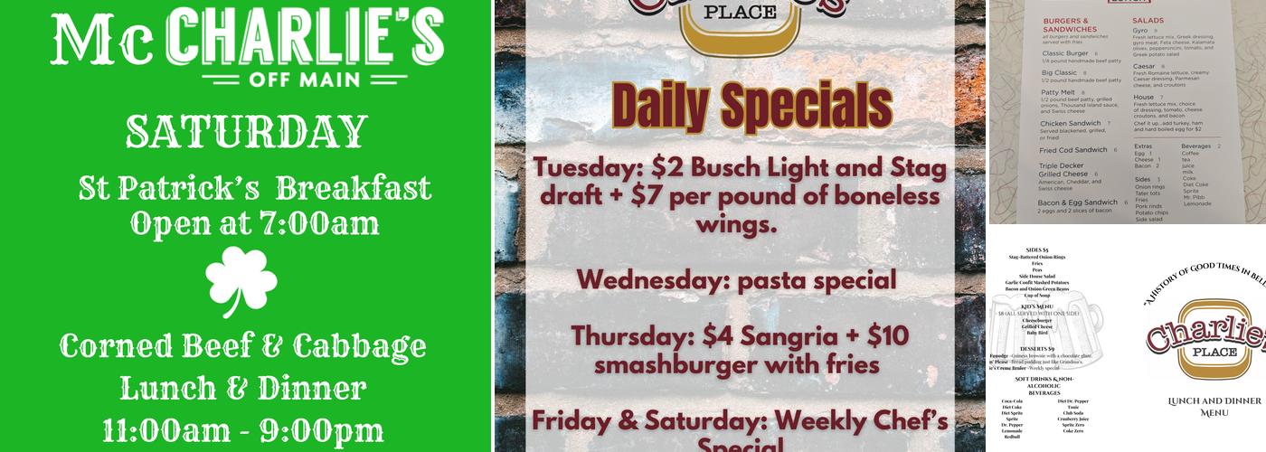 Charlie's Place Menu